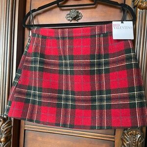 Red Valentino Red Plaid Skirt